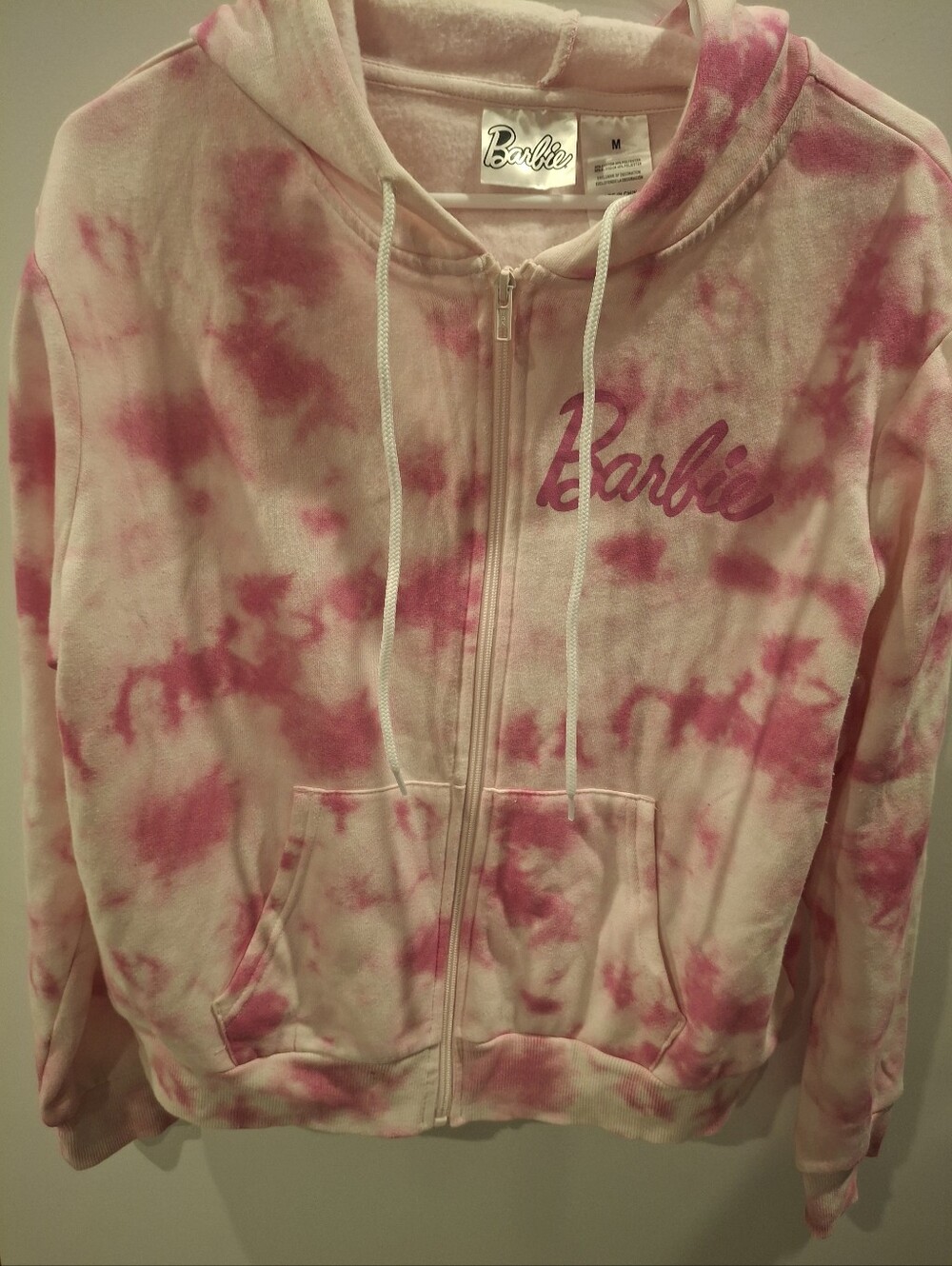 Barbie Pink & White Tie-Dye Zip Hoodie - Women's Jacket